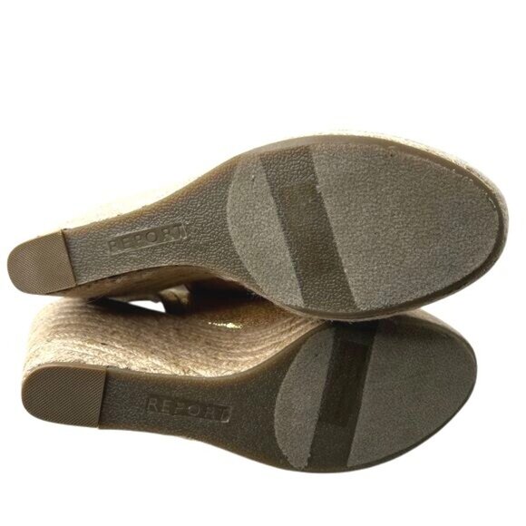 Report Gold Slingback Wedge Sandals With Floral Accents & Glitter Finish Size 8 - Picture 3 of 9